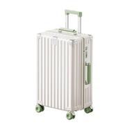 FREEFLY Hard Shell Suitcase Medium Suitcase 4 Spinner Wheels Cabin Suitcase Lightweight Carry On Luggage with Folding Cup Holder,White Green,24in