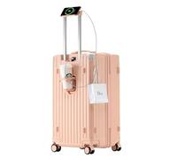 FREEFLY Hard Shell Suitcases Carry on Luggage Medium Suitcase 4 Double Wheels Lightweight Cabin Size Suitcase Medium Cabin Suitcase 360° Universal Wheel Aluminum Telescopic Handle,Pink,26in