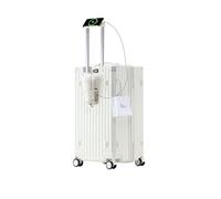 FREEFLY Hard Shell Suitcases Carry on Luggage Medium Suitcase 4 Double Wheels Lightweight Cabin Size Suitcase Medium Cabin Suitcase 360° Universal Wheel Aluminum Telescopic Handle,White,20in
