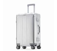 FREEFLY Hard Shell Suitcases Cheap Cabin Suitcase Carry on Luggage Medium Suitcase 4 Wheels Lightweight Suitcase with Folding Cup Holder,Silver,24in