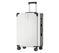 FREEFLY Hard Shell Suitcases Cheap Cabin Suitcase Carry on Luggage Medium Suitcase Lightweight Suitcase with Silent Universal Wheels,White and Black,26in