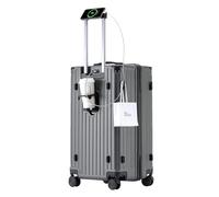 FREEFLY Hard Shell Suitcases Medium Cabin Suitcase Carry on Luggage Medium Suitcase 4 Double Wheels Lightweight Cabin Size Suitcase Aluminum Telescopic Handle 360° Universal Wheel,Grey,22in