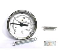 Freeford branded Pipe Thermometer - Higher Accuracy 63mm 0/120 C/F with spring and Thermal Paste