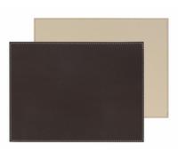 Freeform Duo Rectangular Placemat, Chocolate/Cream Faux Leather, One Size