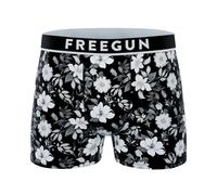 FREEGUN | Men's Boxer Briefs | Black White Flower Print, Soft and Stretchy Cotton | Men's Underwear, Comfortable and Breathable Fit | Men's Boxers | Size XL, black / white, XL