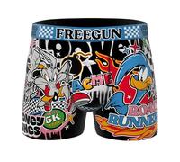 FREEGUN Men's Boxer Shorts Bugs Bunny Road Runner | Elastic Waistband Microfibre Novelty Gift Size M Black