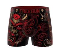 FREEGUN Men's Boxer Shorts Microfibre Rock & Tattoo HYRAW, Red, M