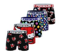 FREEGUN Men's Boxer Shorts The Laughing Cow - Stretch, Comfortable and Ultra-Soft (Pack of 5), Red/Blue/White/Black, S