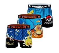 FREEGUN Pokemon Men's Boxer Shorts, Ultra-Soft and Comfortable (Pack of 3), Orange/Yellow/Turquoise/Black, L