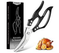 Freelander Poultry Shears Heavy Duty Kitchen Scissors, Meat Cooking Scissors with Non-Slip Handle, Kitchen Shears for Chicken, Meat, Bone, Fish, Vegetables and Seafood, Black
