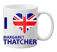 FreeLogix I Love Heart Margaret Thatcher UK Union Jack Blue Mug Cup