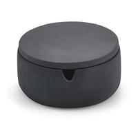 FREELOVE Round Concrete Ashtray with Lid & Stainless Steel Ashtrays for Cigarettes, Cement Ash Tray Weed Smoking Holder Indoor Smokeless Outdoor Windproof Patio Home Office Cool Decor, Dark Grey G
