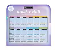 Freeman Limited Edition Mask & Chill Self Care Skincare Mask Holiday Kit, Face Masks To Exfoliate, Hydrate, Relieves Stress, and Refines Pores, Facial Mask Variety, 12 Piece Gift Set