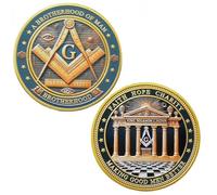 Freemason Challenge Coin Masonic Symbol Coin Blue Lodge Mason Coin (Golden)