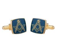 Freemason Masonic Blue Square & Compass Cufflinks Gold Colour In Presented in Onyx Art London Cufflink Gift Box
