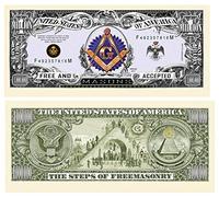 FREEMASON - MASONIC MILLION DOLLAR BILL (w/protector) by American Art Classics