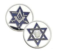 Freemason Master Mason Masonic Freemasonry Comme Commemorative Challenge Coin Gfit ( Come with Coin Display Stand Easel)