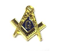 Freemason Square and Compass with G Symbol Gold Metal Lapel Pin, Includes Gift Box