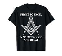 Freemason Strive to Excel Square Compass Freemasonry Design T-Shirt