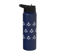 Freemason Symbol Square & Compass Grand Lodge Masonic Stainless Steel Insulated Water Bottle