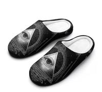 Freemasonry Illuminati One Eye Men's Slippers House Slipper Anti-skid Sole Indoor Shoes Outdoor Comfort Cotton