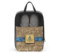 Freemasonry Large Capacity Travel Shoe Bags with Zipper Masonic Vintage Shoe Storage Organizer with Handle for Men Women Travel and Daily(A8)