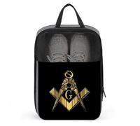 Freemasonry Large Capacity Travel Shoe Bags with Zipper Masonic Vintage Shoe Storage Organizer with Handle for Men Women Travel and Daily(A27)