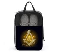 Freemasonry Large Capacity Travel Shoe Bags with Zipper Masonic Vintage Shoe Storage Organizer with Handle for Men Women Travel and Daily(A20)