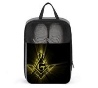 Freemasonry Large Capacity Travel Shoe Bags with Zipper Masonic Vintage Shoe Storage Organizer with Handle for Men Women Travel and Daily(A15)