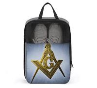 Freemasonry Large Capacity Travel Shoe Bags with Zipper Masonic Vintage Shoe Storage Organizer with Handle for Men Women Travel and Daily(A34)