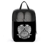 Freemasonry Large Capacity Travel Shoe Bags with Zipper Masonic Vintage Shoe Storage Organizer with Handle for Men Women Travel and Daily(A31)