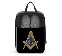 Freemasonry Masonic Large Capacity Waterproof Shoe Bags for Storage Travel Shoe Bags for Packing Durable Lightweight Foldable Shoe Organizer(A26)