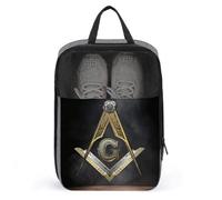 Freemasonry Masonic Large Capacity Waterproof Shoe Bags for Storage Travel Shoe Bags for Packing Durable Lightweight Foldable Shoe Organizer(A9)