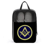 Freemasonry Masonic Large Capacity Waterproof Shoe Bags for Storage Travel Shoe Bags for Packing Durable Lightweight Foldable Shoe Organizer(A14)