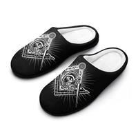 Freemasonry Masonic Masonry Men's House Slippers Indoor Outdoor Slip On Shoes with Rubber Sole 11-12(44-45)