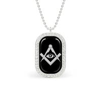 Freemasonry Mysteries Mysticism Pendant Necklace Fashion Jewelry Square Pendant with White Drill Border One Size