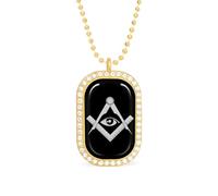 Freemasonry Mysteries Mysticism Pendant Necklace Fashion Jewelry Square Pendant with White Drill Border One Size