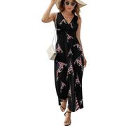 Freemasonry U.S. Flag Novelty Women's Long Dress Sleeveless V Neck Dresses Casual Beach