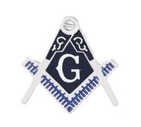 Freemasons Black & Blue Enamel Pin Badge | Square and Compass Masonic Symbol | Silver-Tone Lapel Brooch for Collectors (2.3 x 2.3 cm)