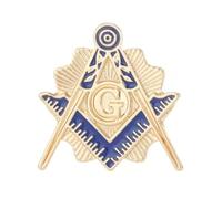 Freemasons Gold & Blue Enamel Pin Badge | Square and Compass Masonic Symbol Lapel Brooch | Collectible Freemasonry Emblem Gift (2.3 x 2.3 cm)