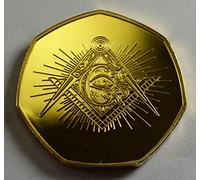 FREEMASONS, MASONIC 24ct Gold Commemorative Coin Albums/50p Collectors, Coin Hunt. Square & Compasses, All Seeing Eye, Illuminati