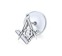 Freemasons Masonic Compass Symbol Lapel Pin Apprentice Square For Men For Women .925 Sterling Silver