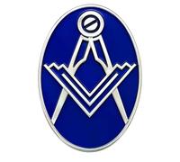 Freemasons Oval Square & Compass Blue Enamel Lapel Pin Badge