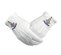Freemasons Past Master Masonic Gloves White Cotton Hand Embroidered PM Symbol