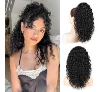 Freemeige 16 Inch Drawstring Ponytail Extensions Long Curly Synthetic Hair for Black Women