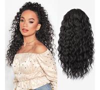 FREEMEIGE Curly Ponytail Extension Drawstring Ponytail 20 Inch Long Wavy Curly Clip in Ponytails Fake Pony Tails Hair Extensions Synthetic Curly Hair Thick Ponytail Extension Hairpiece