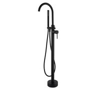 Freending Black Bathtub Faucet Floor-Mounted 360° Swivel Mixer Tap with Hand Shower Modern Bathroom Rubinetto for Slish Bathtubs Easy Inllat (Black-A)