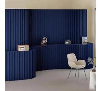 Freending Foldable Room Divider with Shelves - Dark Blue Space Separator for Office & Home, L236 x W15 x H71 - Stylish Privacy Partition & Storage Solution
