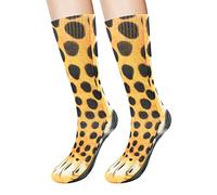 FreeNFond Funny Animal Paw Socks Gag Gifts for White Elephant Gift Exchange, Golden Leopard, One Size