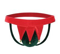 FreeNFond Gag Gift Chritmas Elf Thong Men G-String Mankini Underwear with Jingle Bells, Xmaself, M